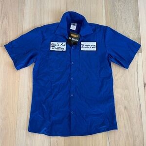 Spirit Halloween Jim’s Oil Drilling Costume Blue Shirt Shirt Size Large NWT